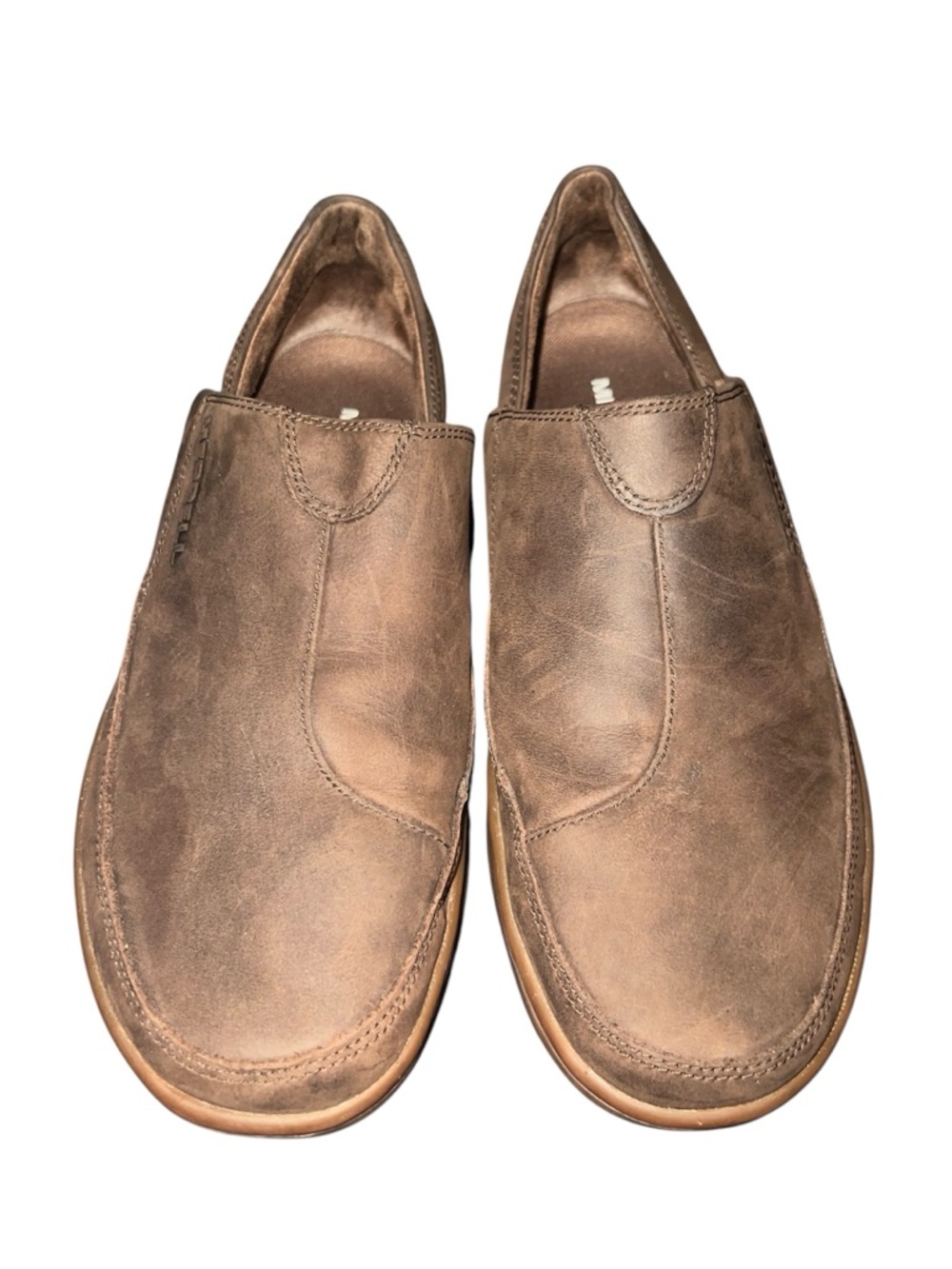 Merrell Men's Tan Brown Leather Slip-On Loafers